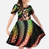 Hawaiian Ukulele Family Matching Tank Maxi Dress and Hawaiian Shirt Jawaiian Fantastic Plumeria LT01 Daughter's Dress Reggae - Polynesian Pride