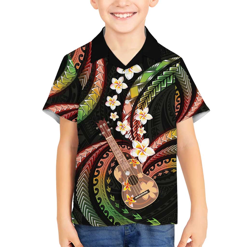 Hawaiian Ukulele Family Matching Tank Maxi Dress and Hawaiian Shirt Jawaiian Fantastic Plumeria LT01 Son's Shirt Reggae - Polynesian Pride