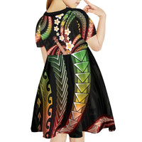 Hawaiian Ukulele Kid Short Sleeve Dress Jawaiian Fantastic Plumeria