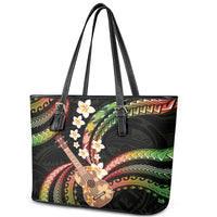 Hawaiian Ukulele Leather Tote Bag Jawaiian Fantastic Plumeria LT01 - Polynesian Pride
