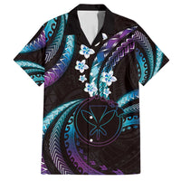 Hawaii Map Kanaka Maoli Family Matching Long Sleeve Bodycon Dress and Hawaiian Shirt Fantastic Frangipani Amethyst Gradient LT01 Dad's Shirt - Short Sleeve Purple - Polynesian Pride