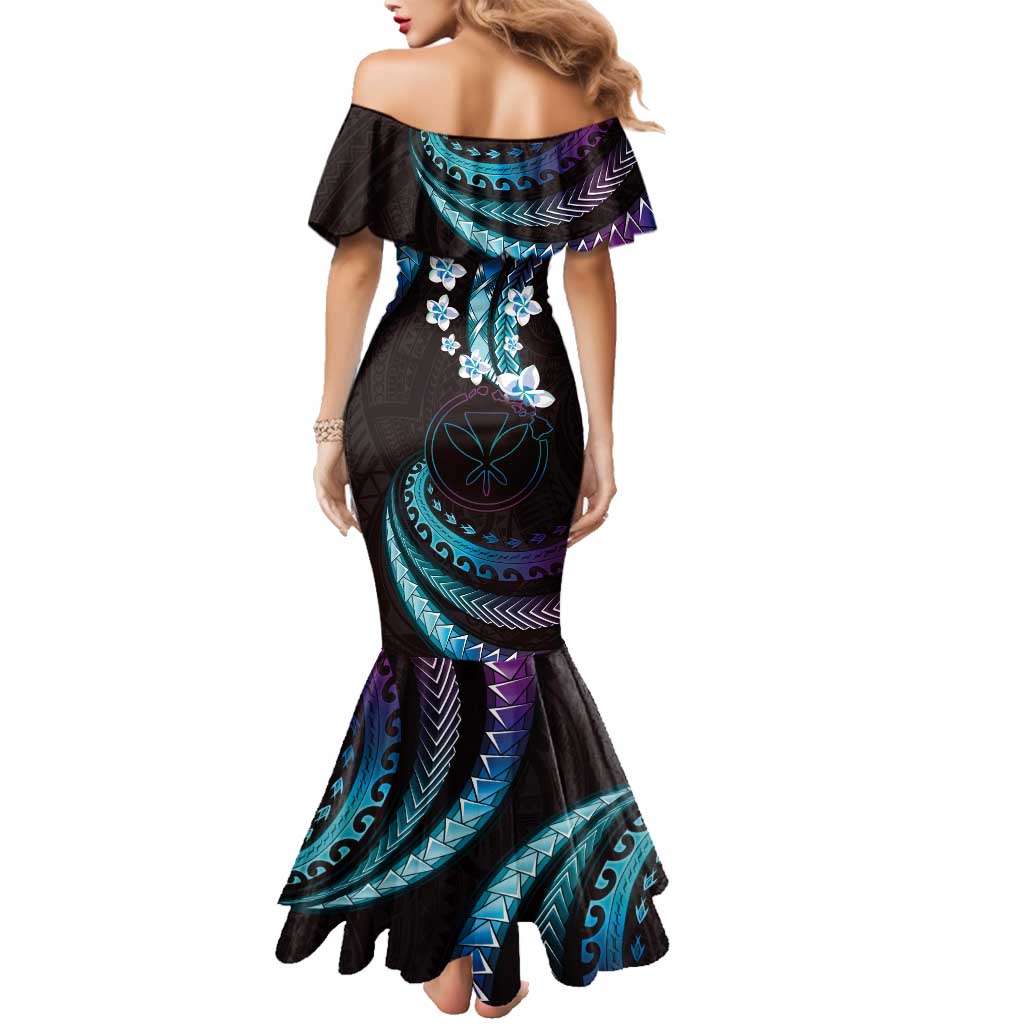 Hawaii Map Kanaka Maoli Family Matching Mermaid Dress and Hawaiian Shirt Fantastic Frangipani Amethyst Gradient LT01 - Polynesian Pride