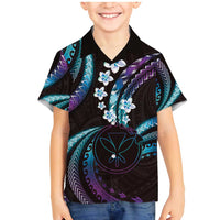 Hawaii Map Kanaka Maoli Family Matching Mermaid Dress and Hawaiian Shirt Fantastic Frangipani Amethyst Gradient LT01 Son's Shirt Purple - Polynesian Pride