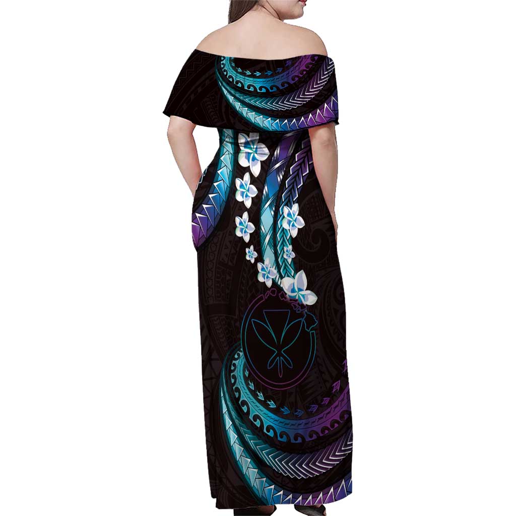 Hawaii Map Kanaka Maoli Family Matching Off Shoulder Maxi Dress and Hawaiian Shirt Fantastic Frangipani Amethyst Gradient LT01 - Polynesian Pride