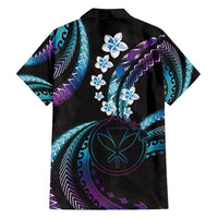 Hawaii Map Kanaka Maoli Family Matching Off Shoulder Short Dress and Hawaiian Shirt Fantastic Frangipani Amethyst Gradient LT01 - Polynesian Pride