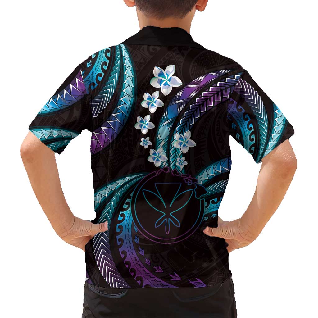 Hawaii Map Kanaka Maoli Family Matching Summer Maxi Dress and Hawaiian Shirt Fantastic Frangipani Amethyst Gradient LT01 - Polynesian Pride