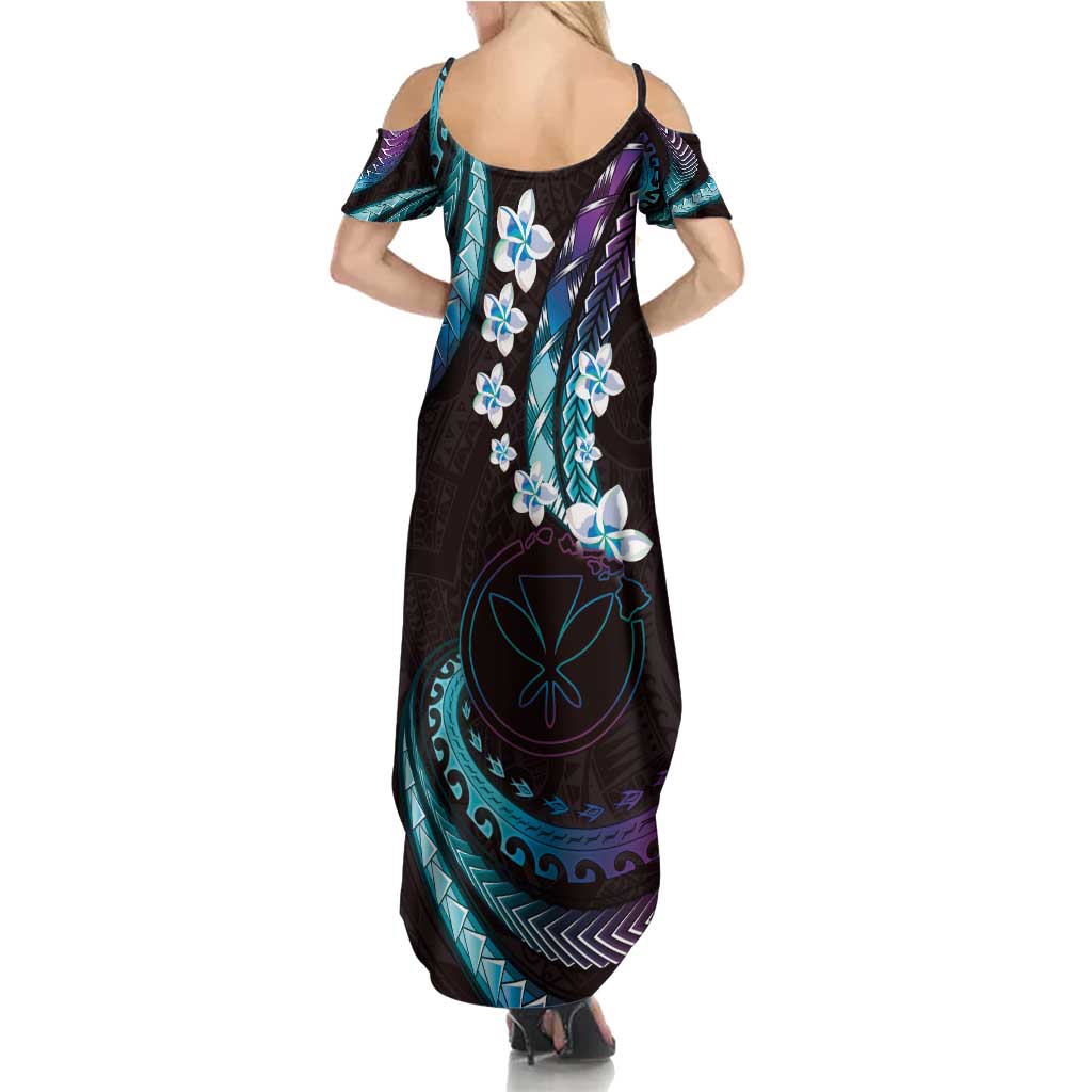 Hawaii Map Kanaka Maoli Family Matching Summer Maxi Dress and Hawaiian Shirt Fantastic Frangipani Amethyst Gradient LT01 - Polynesian Pride