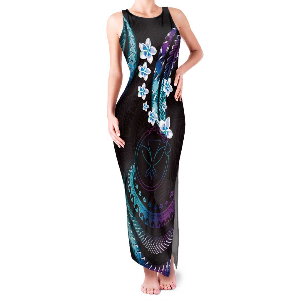 Hawaii Map Kanaka Maoli Family Matching Tank Maxi Dress and Hawaiian Shirt Fantastic Frangipani Amethyst Gradient LT01 Mom's Dress Purple - Polynesian Pride