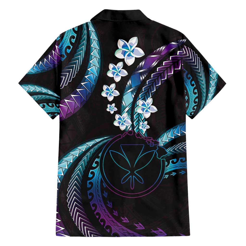 Hawaii Map Kanaka Maoli Hawaiian Shirt Fantastic Frangipani Amethyst Gradient