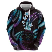 Hawaii Map Kanaka Maoli Hoodie Fantastic Frangipani Amethyst Gradient