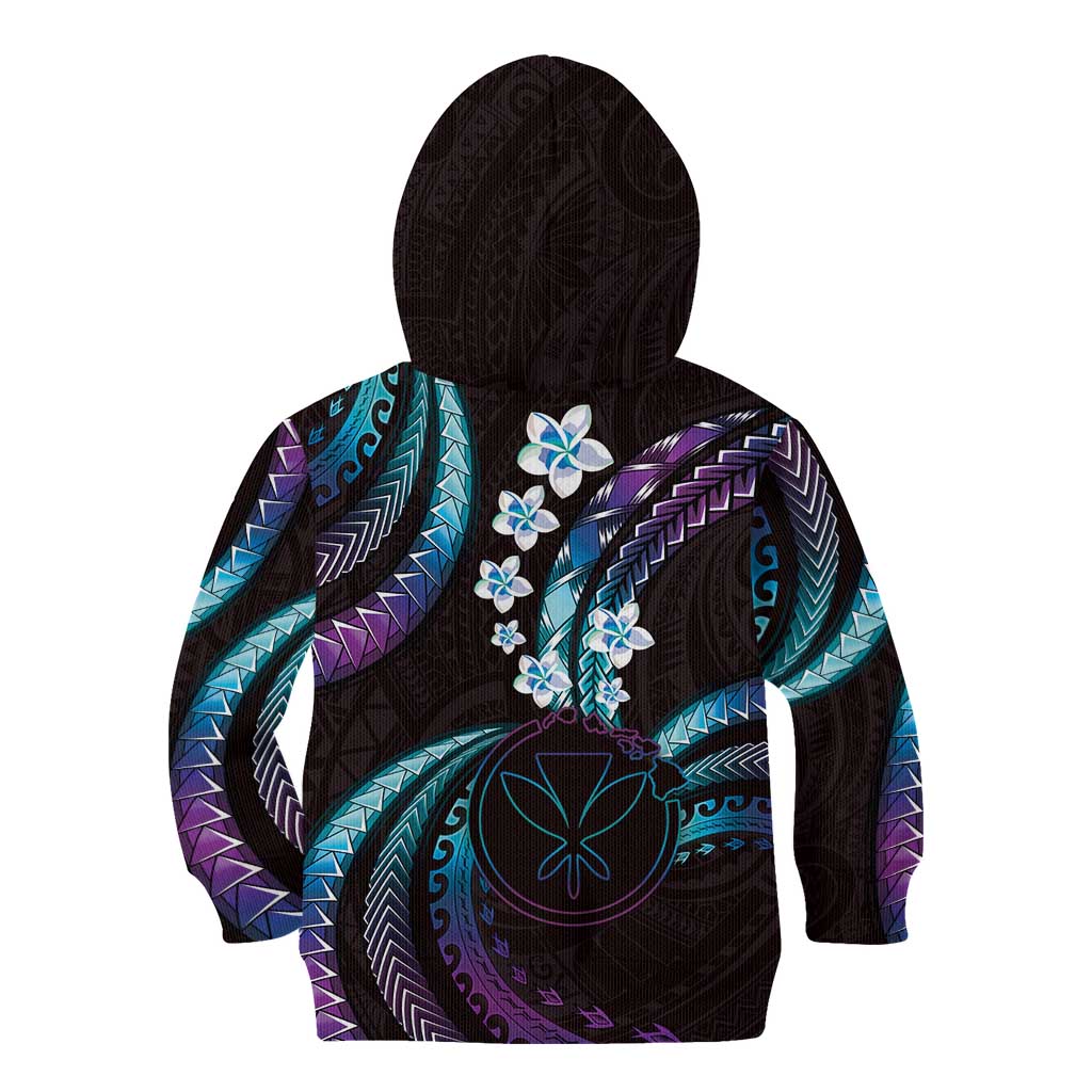Hawaii Map Kanaka Maoli Kid Hoodie Fantastic Frangipani Amethyst Gradient
