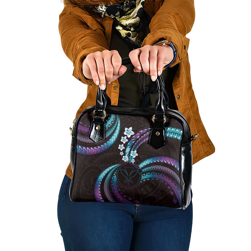 Hawaii Map Kanaka Maoli Shoulder Handbag Fantastic Frangipani Amethyst Gradient