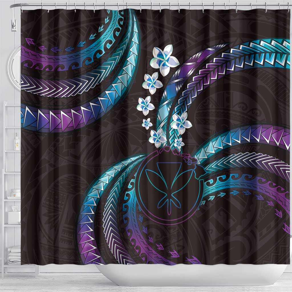 Hawaii Map Kanaka Maoli Shower Curtain Fantastic Frangipani Amethyst Gradient LT01 - Polynesian Pride