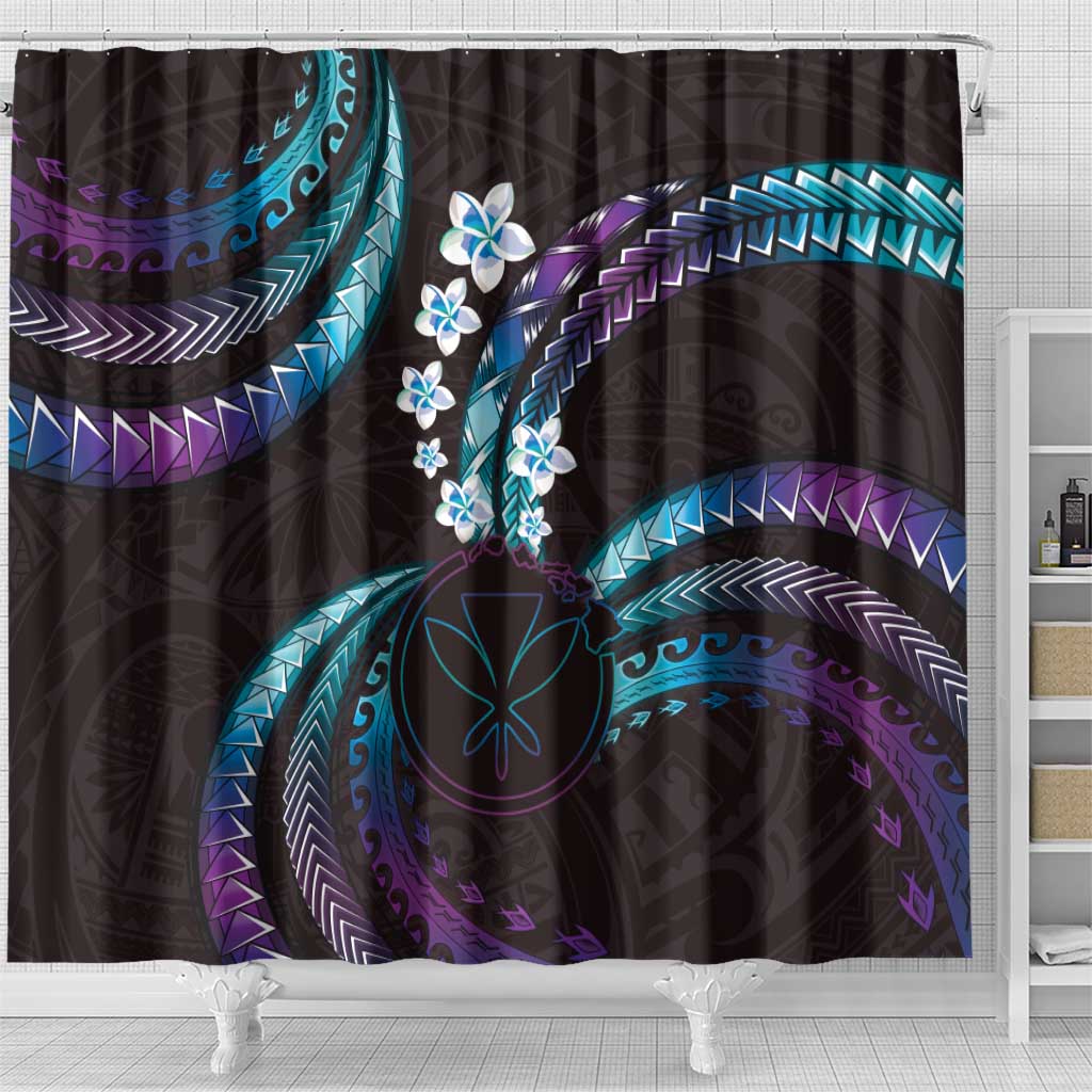 Hawaii Map Kanaka Maoli Shower Curtain Fantastic Frangipani Amethyst Gradient LT01 - Polynesian Pride