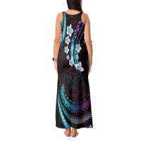 Hawaii Map Kanaka Maoli Tank Maxi Dress Fantastic Frangipani Amethyst Gradient