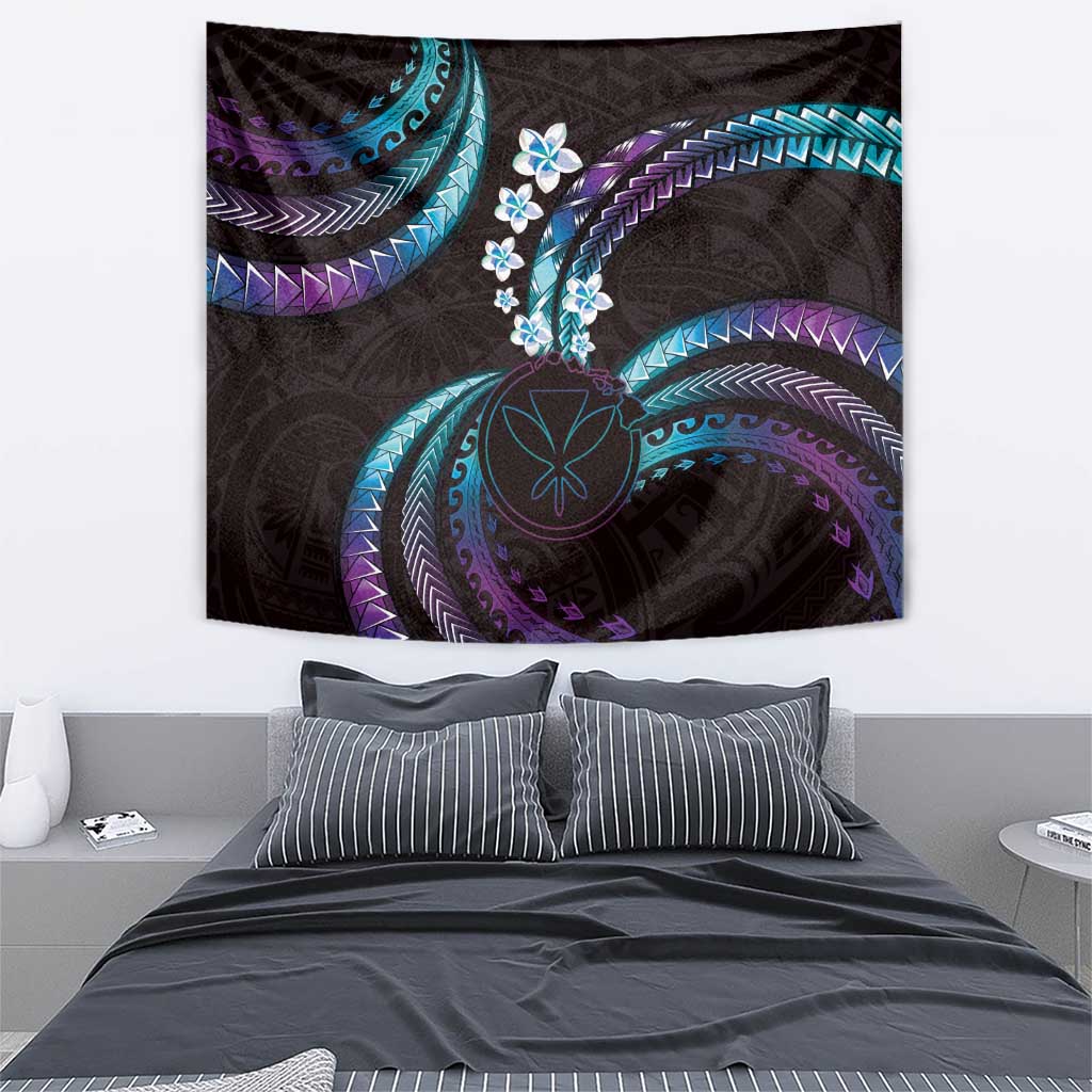 Hawaii Map Kanaka Maoli Tapestry Fantastic Frangipani Amethyst Gradient LT01 - Polynesian Pride