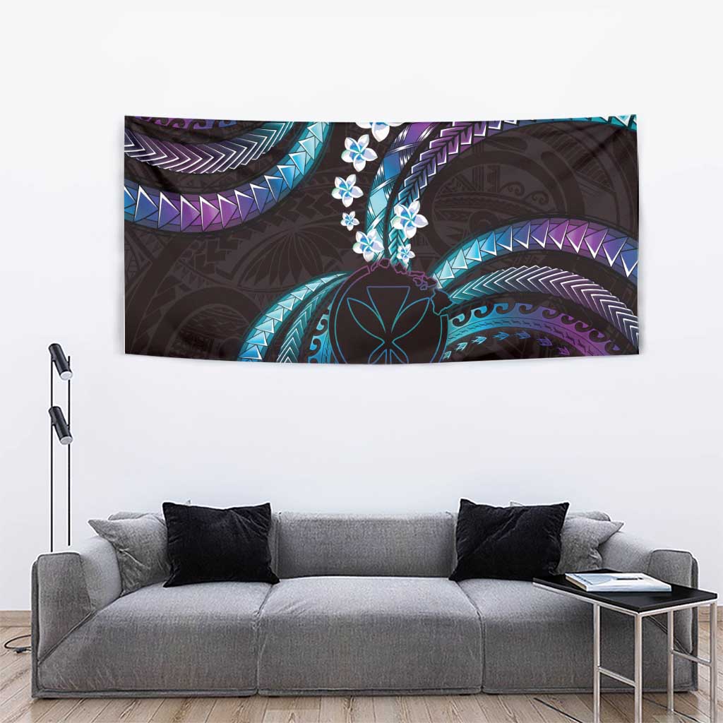 Hawaii Map Kanaka Maoli Tapestry Fantastic Frangipani Amethyst Gradient LT01 - Polynesian Pride