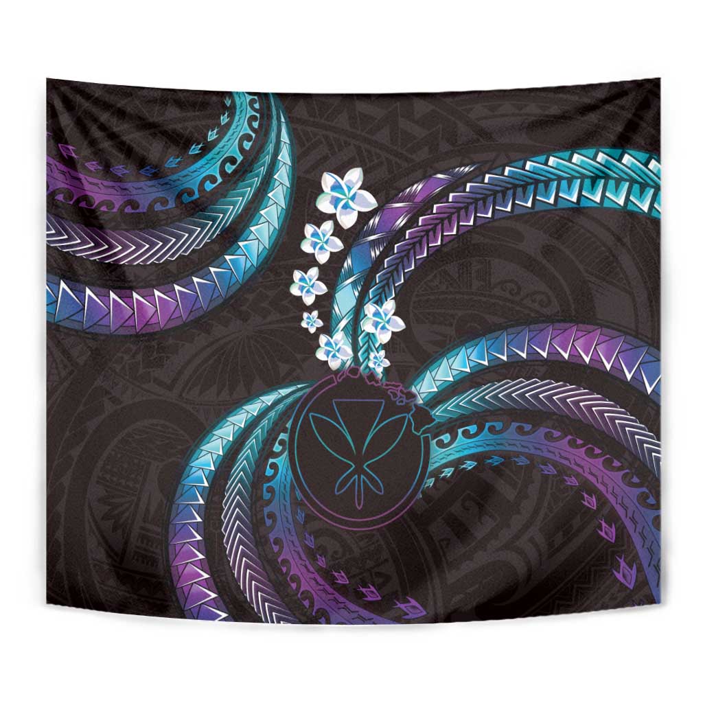 Hawaii Map Kanaka Maoli Tapestry Fantastic Frangipani Amethyst Gradient LT01 - Polynesian Pride