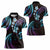 Hawaii Map Kanaka Maoli Women Polo Shirt Fantastic Frangipani Amethyst Gradient