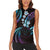 Hawaii Map Kanaka Maoli Women Sleeveless Polo Shirt Fantastic Frangipani Amethyst Gradient