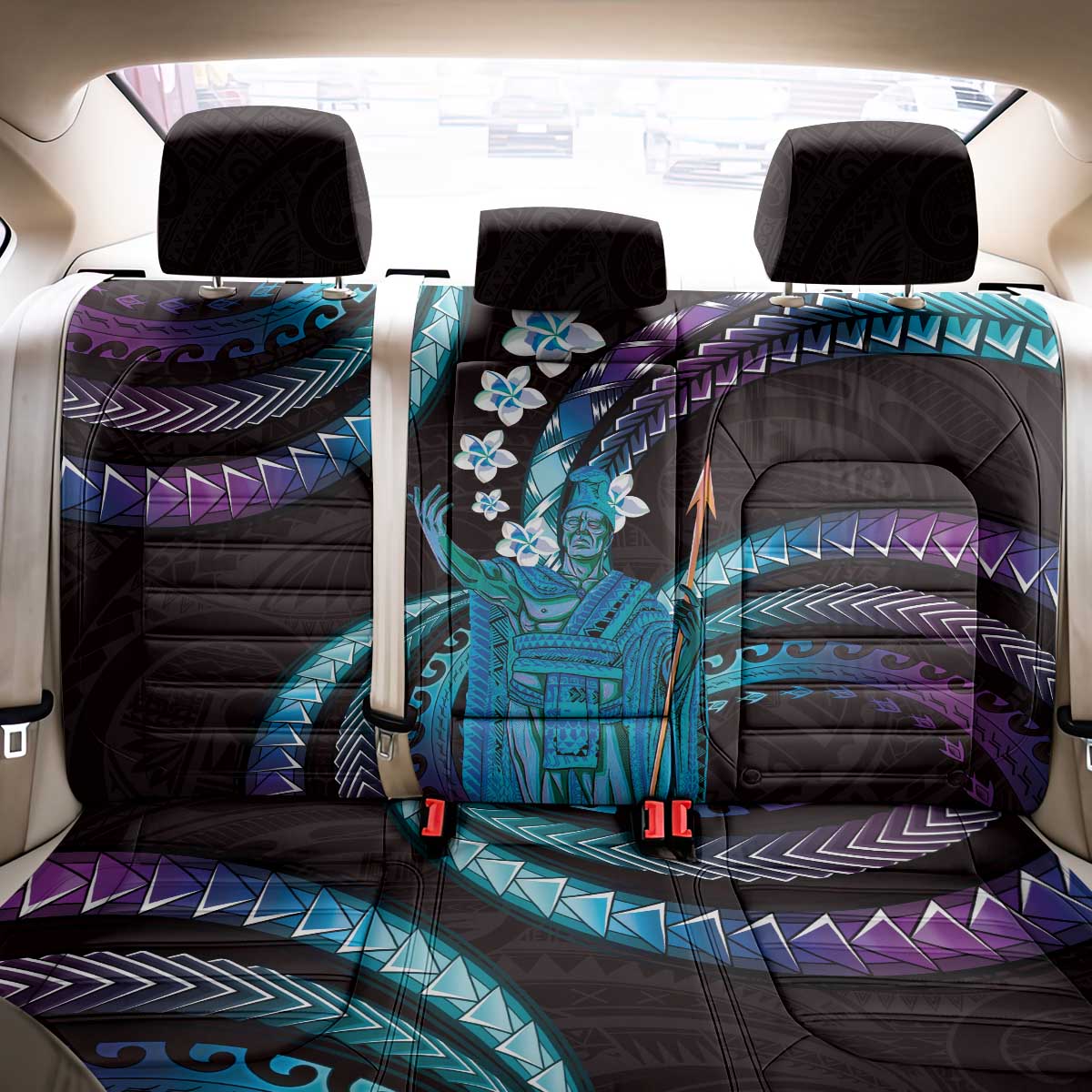 Hawaii King Kamehameha Back Car Seat Cover Fantastic Plumeria Amethyst Gradient LT01 - Polynesian Pride