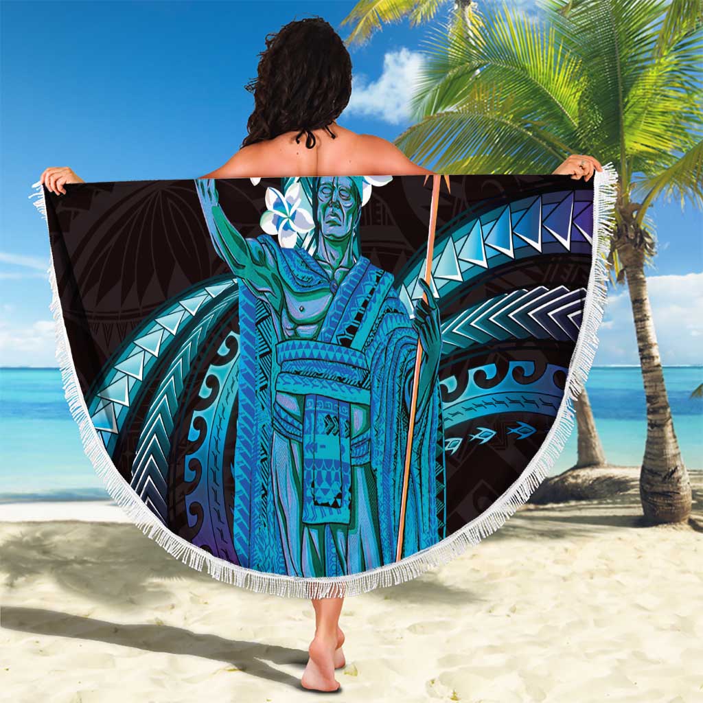 Hawaii King Kamehameha Beach Blanket Fantastic Plumeria Amethyst Gradient