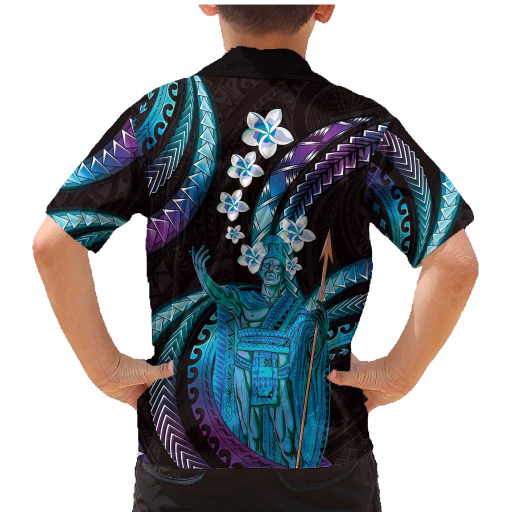 Hawaii King Kamehameha Family Matching Mermaid Dress and Hawaiian Shirt Fantastic Plumeria Amethyst Gradient LT01 - Polynesian Pride