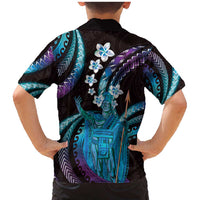 Hawaii King Kamehameha Family Matching Mermaid Dress and Hawaiian Shirt Fantastic Plumeria Amethyst Gradient LT01 - Polynesian Pride