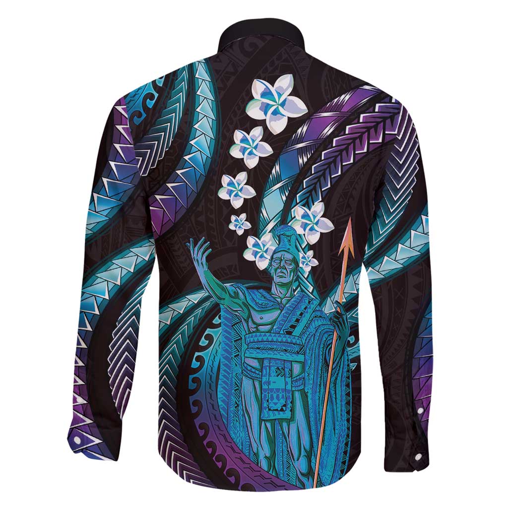 Hawaii King Kamehameha Family Matching Mermaid Dress and Hawaiian Shirt Fantastic Plumeria Amethyst Gradient LT01 - Polynesian Pride