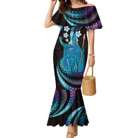 Hawaii King Kamehameha Family Matching Mermaid Dress and Hawaiian Shirt Fantastic Plumeria Amethyst Gradient LT01 Mom's Dress Purple - Polynesian Pride