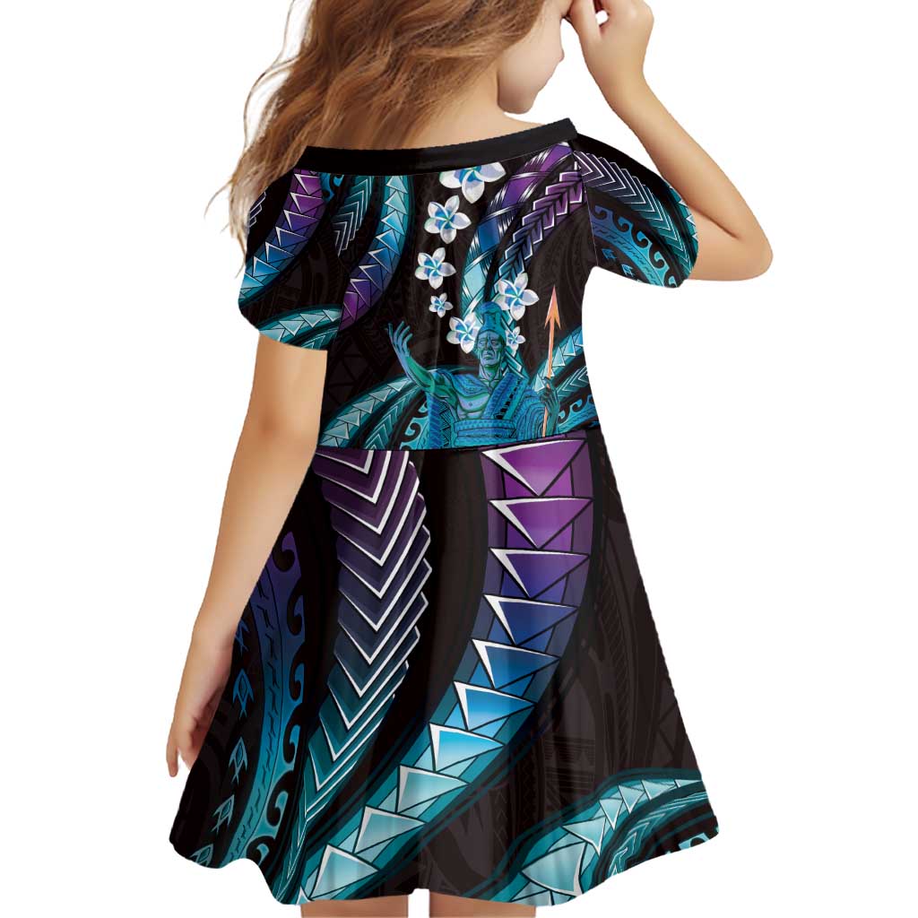 Hawaii King Kamehameha Family Matching Off Shoulder Short Dress and Hawaiian Shirt Fantastic Plumeria Amethyst Gradient LT01 - Polynesian Pride
