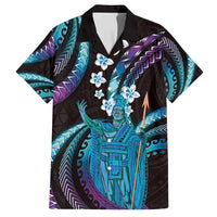 Hawaii King Kamehameha Family Matching Off Shoulder Short Dress and Hawaiian Shirt Fantastic Plumeria Amethyst Gradient LT01 Dad's Shirt - Short Sleeve Purple - Polynesian Pride