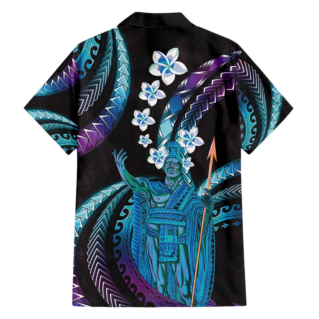 Hawaii King Kamehameha Family Matching Puletasi and Hawaiian Shirt Fantastic Plumeria Amethyst Gradient LT01 - Polynesian Pride