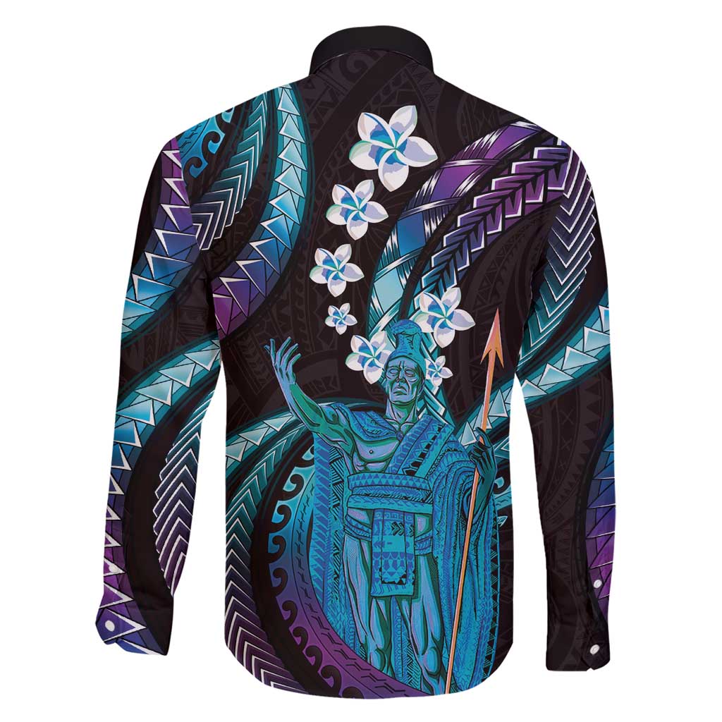 Hawaii King Kamehameha Family Matching Short Sleeve Bodycon Dress and Hawaiian Shirt Fantastic Plumeria Amethyst Gradient LT01 - Polynesian Pride