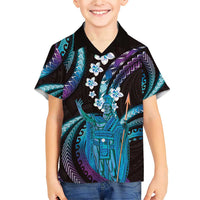 Hawaii King Kamehameha Family Matching Short Sleeve Bodycon Dress and Hawaiian Shirt Fantastic Plumeria Amethyst Gradient LT01 Son's Shirt Purple - Polynesian Pride
