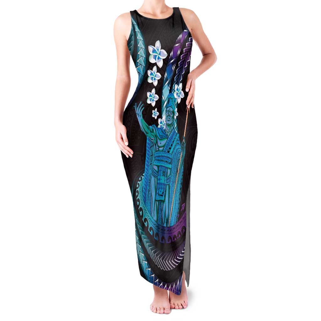 Hawaii King Kamehameha Family Matching Tank Maxi Dress and Hawaiian Shirt Fantastic Plumeria Amethyst Gradient LT01 Mom's Dress Purple - Polynesian Pride