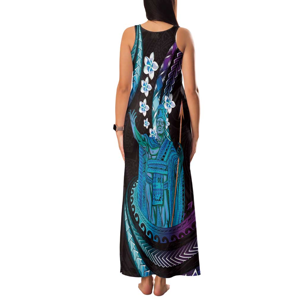 Hawaii King Kamehameha Family Matching Tank Maxi Dress and Hawaiian Shirt Fantastic Plumeria Amethyst Gradient LT01 - Polynesian Pride
