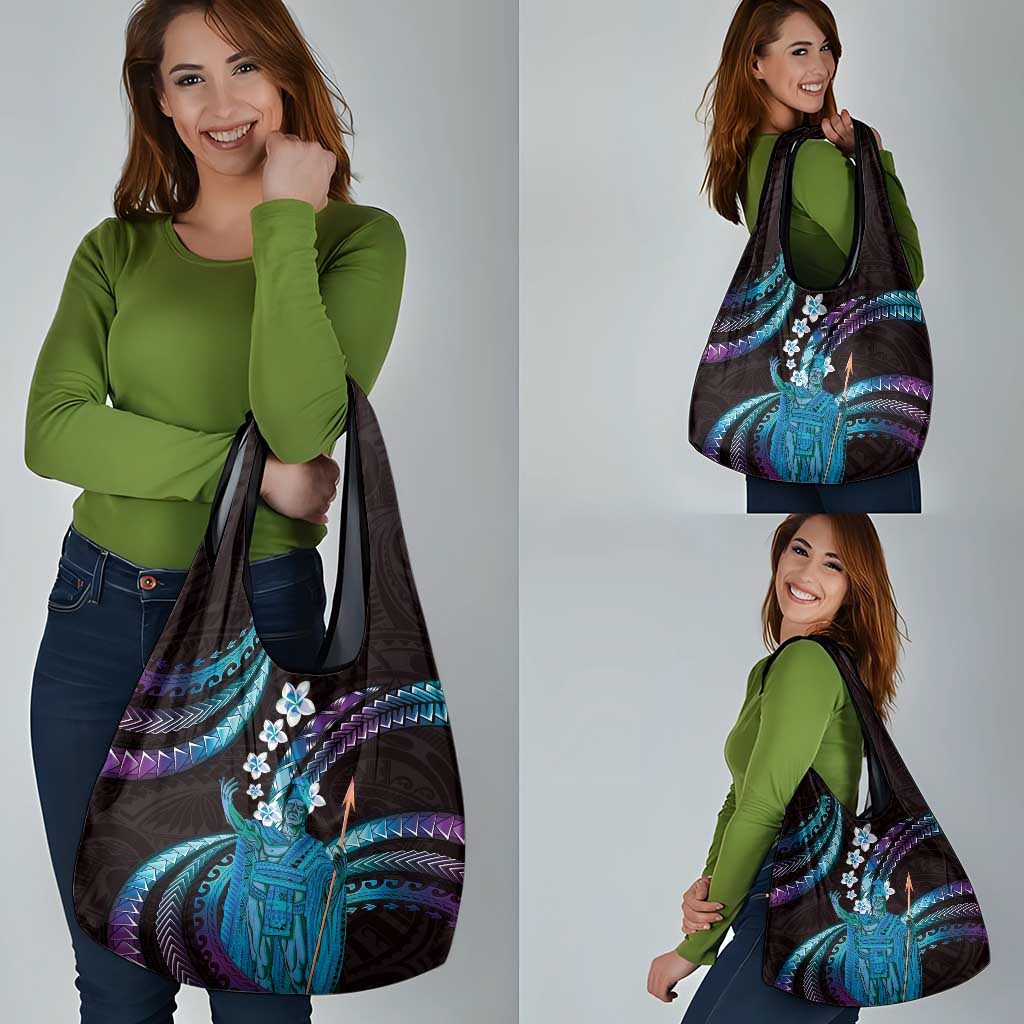 Hawaii King Kamehameha Grocery Bag Fantastic Plumeria Amethyst Gradient