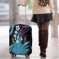 Hawaii King Kamehameha Luggage Cover Fantastic Plumeria Amethyst Gradient