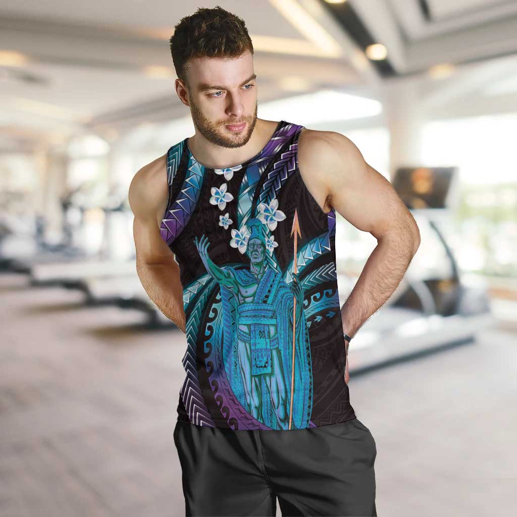 Hawaii King Kamehameha Men Tank Top Fantastic Plumeria Amethyst Gradient