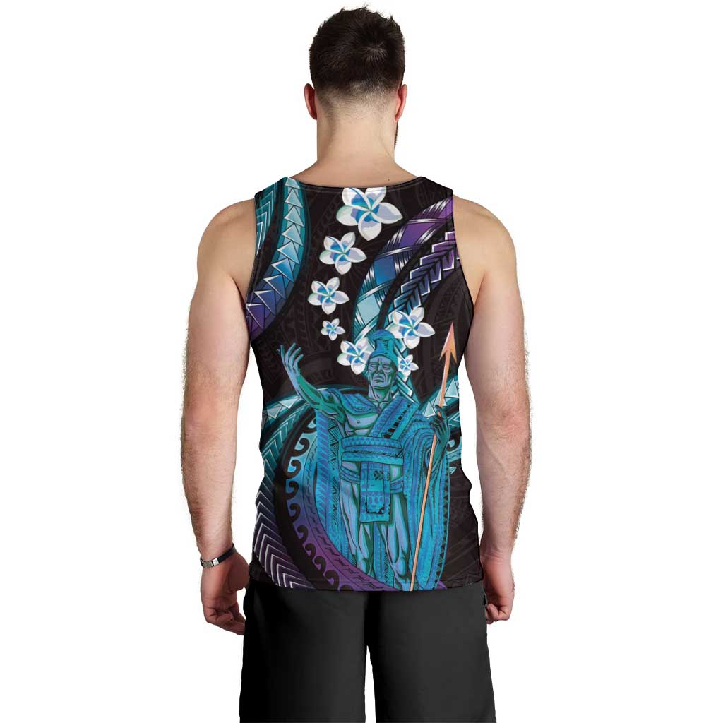 Hawaii King Kamehameha Men Tank Top Fantastic Plumeria Amethyst Gradient