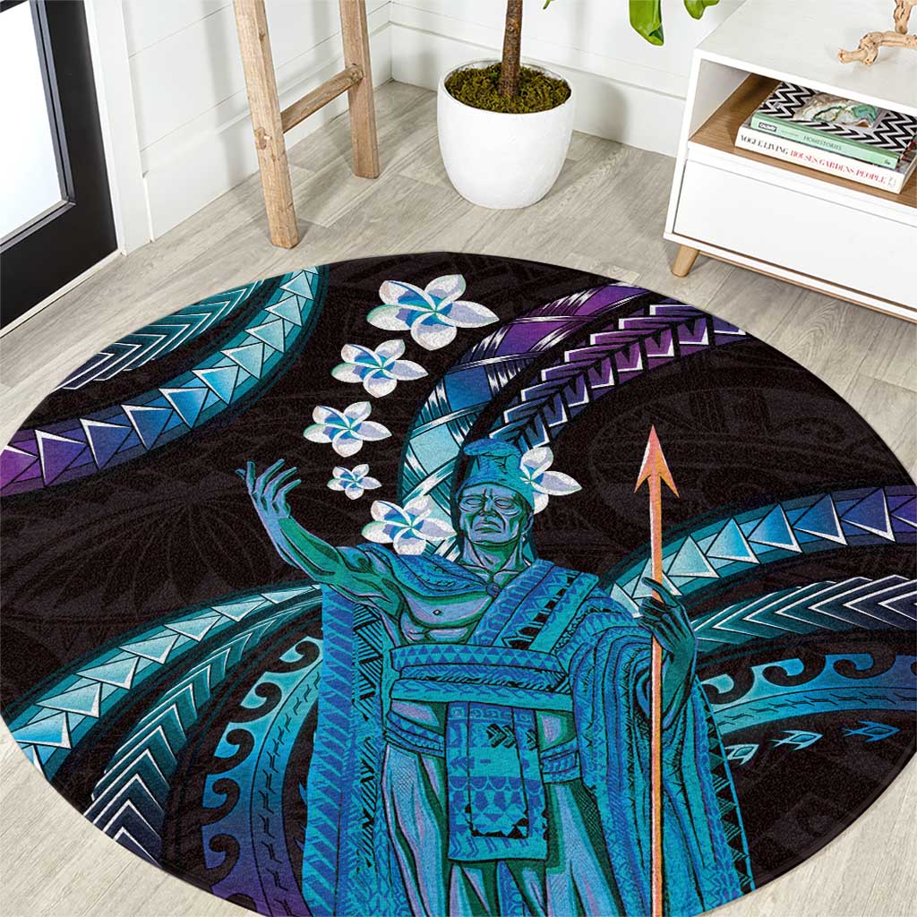 Hawaii King Kamehameha Round Carpet Fantastic Plumeria Amethyst Gradient