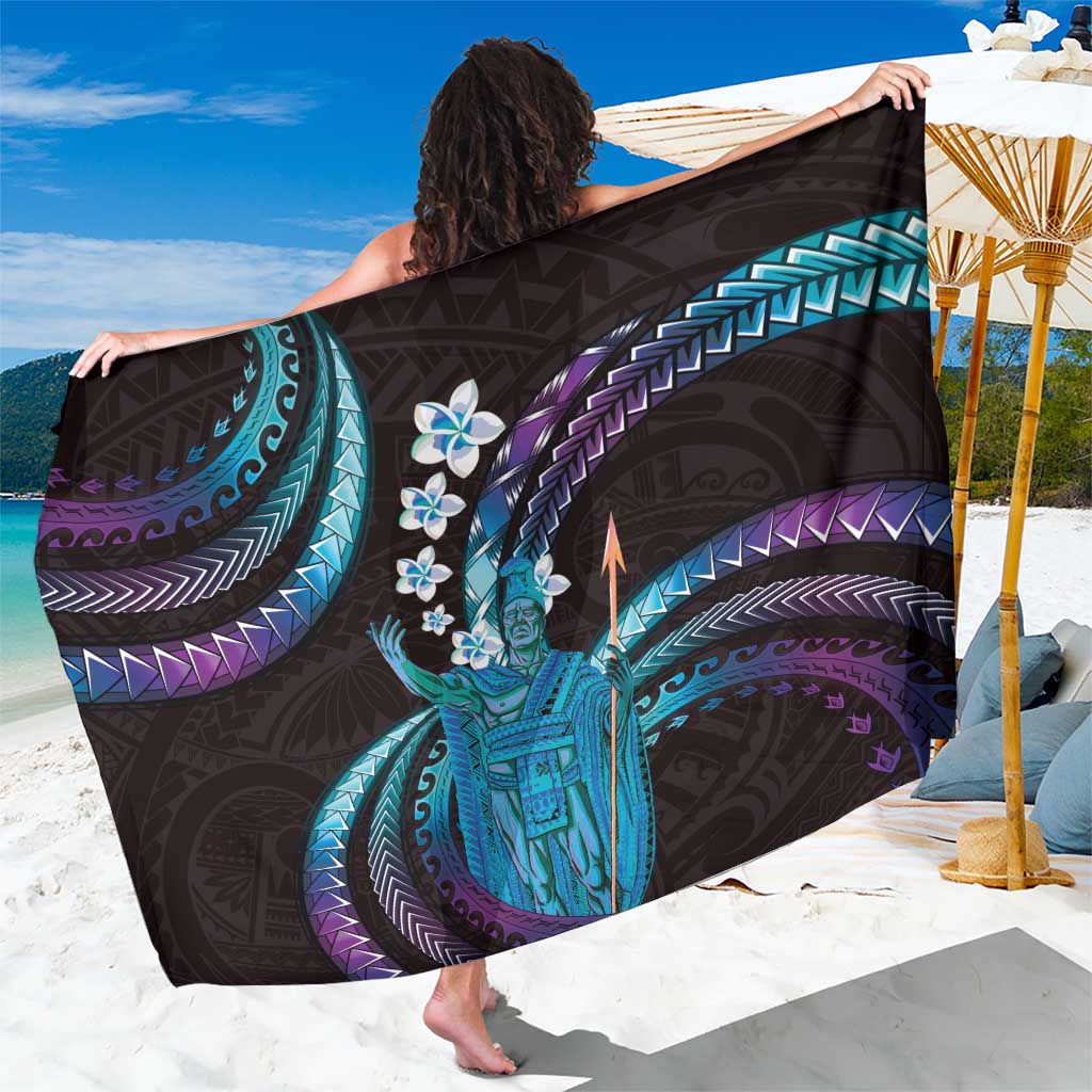 Hawaii King Kamehameha Sarong Fantastic Plumeria Amethyst Gradient