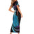 Hawaii King Kamehameha Short Sleeve Bodycon Dress Fantastic Plumeria Amethyst Gradient