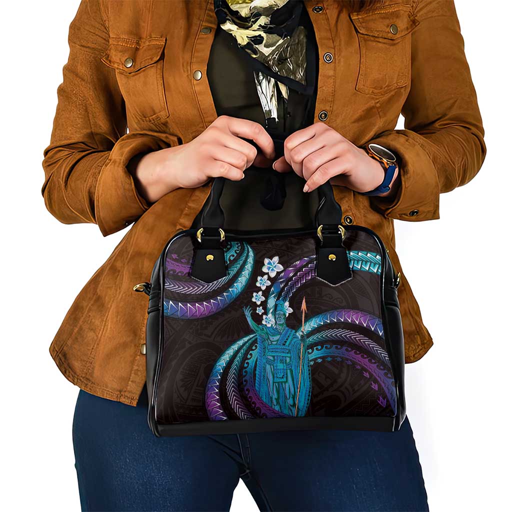 Hawaii King Kamehameha Shoulder Handbag Fantastic Plumeria Amethyst Gradient