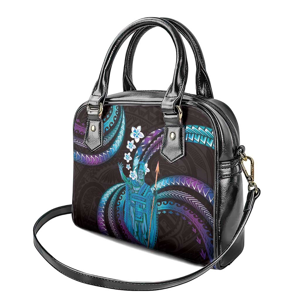 Hawaii King Kamehameha Shoulder Handbag Fantastic Plumeria Amethyst Gradient