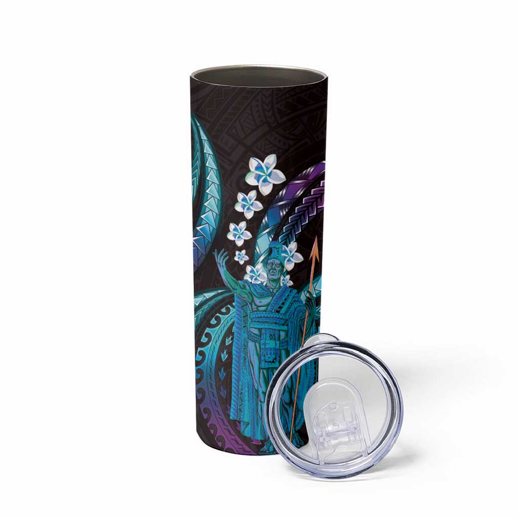 Hawaii King Kamehameha Skinny Tumbler Fantastic Plumeria Amethyst Gradient