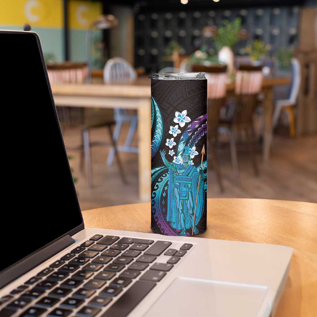 Hawaii King Kamehameha Skinny Tumbler Fantastic Plumeria Amethyst Gradient