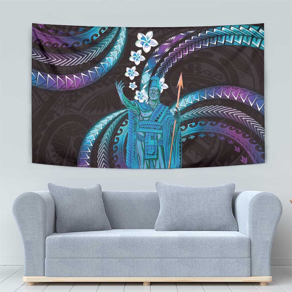 Hawaii King Kamehameha Tapestry Fantastic Plumeria Amethyst Gradient