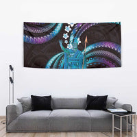 Hawaii King Kamehameha Tapestry Fantastic Plumeria Amethyst Gradient